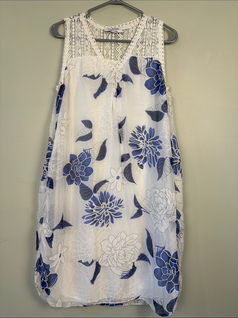 155. Italy, silk floral sleeveless dress